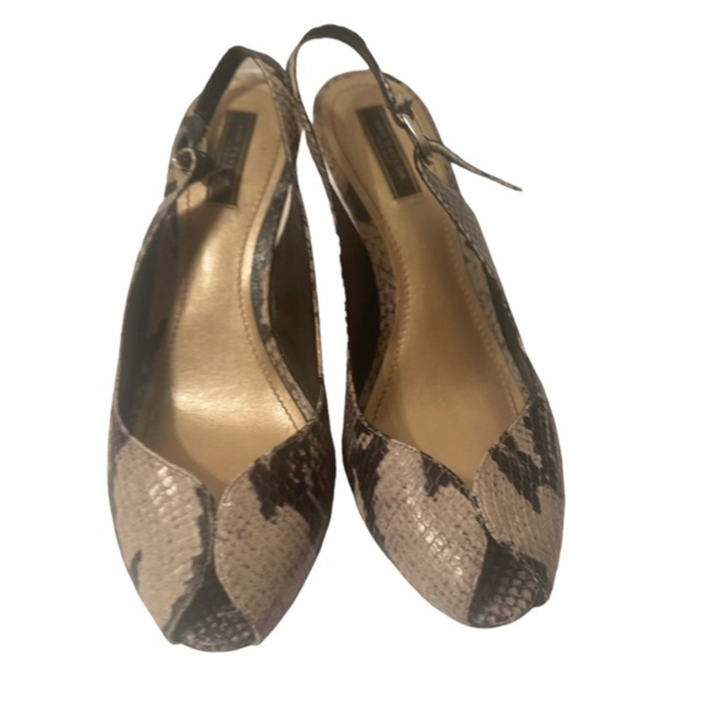 Ann Taylor Snakeskin Style Stiletto Heel Peep Toe Shoes Size 9M